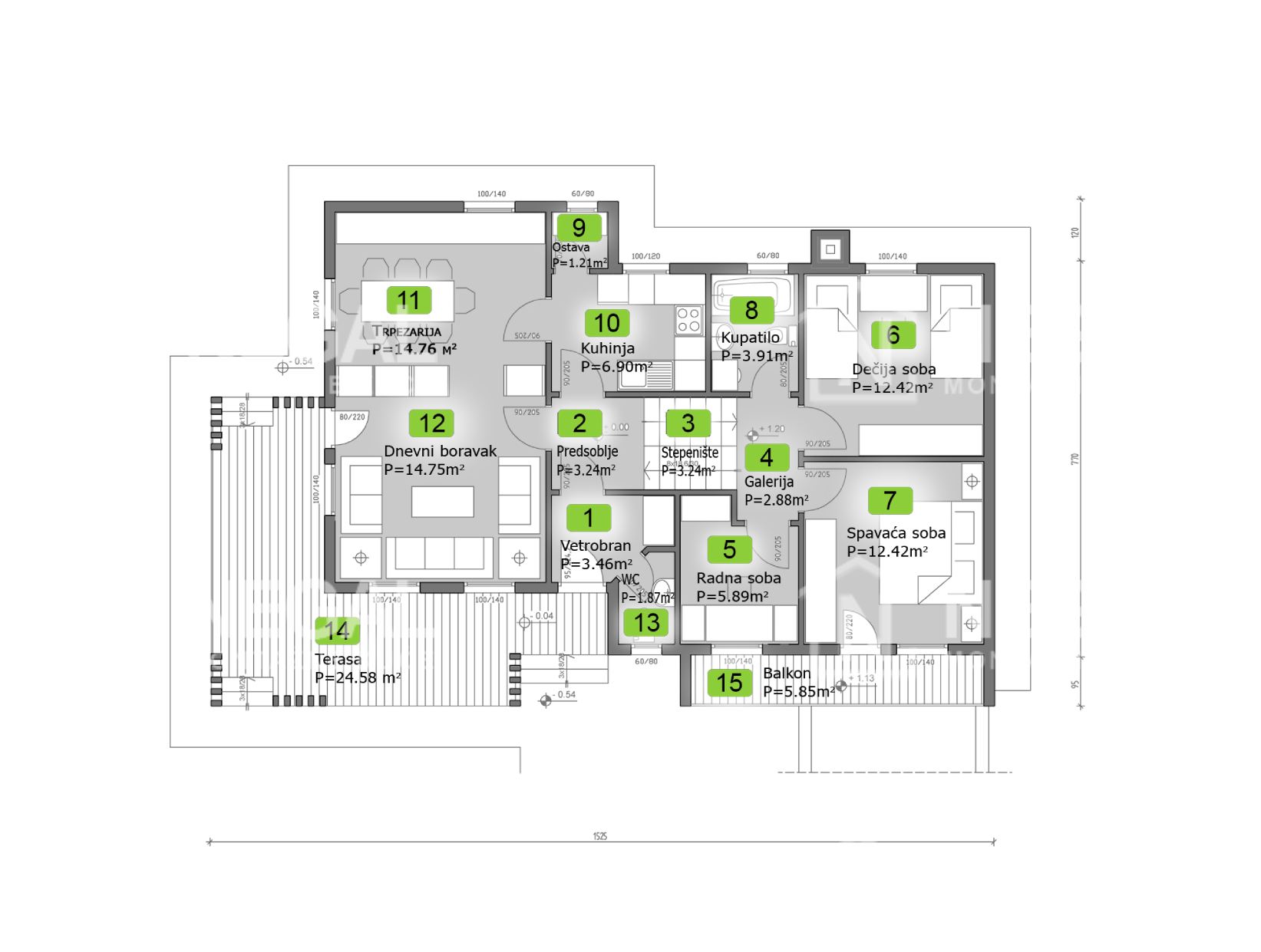 Montažna kuća Klasik Negal Ivanjica | Tip Montažne kuće 101 - tehnički plan